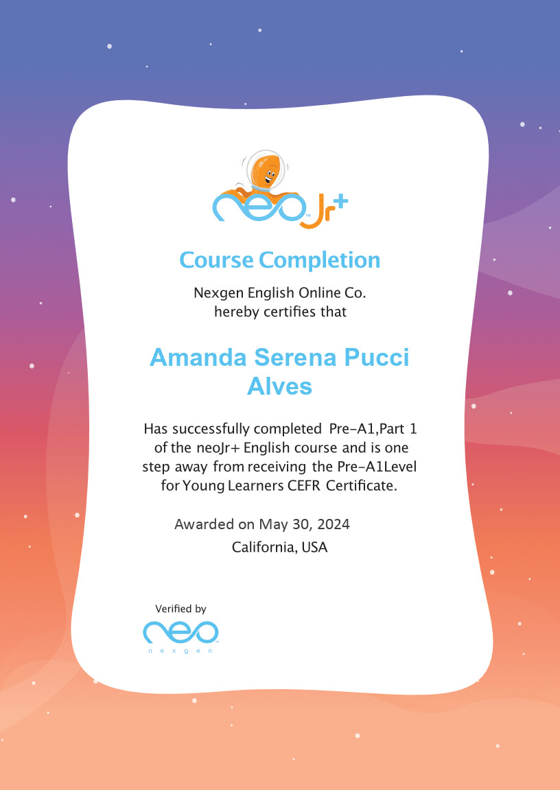 Certificado Neo Jr+ Pre-A1